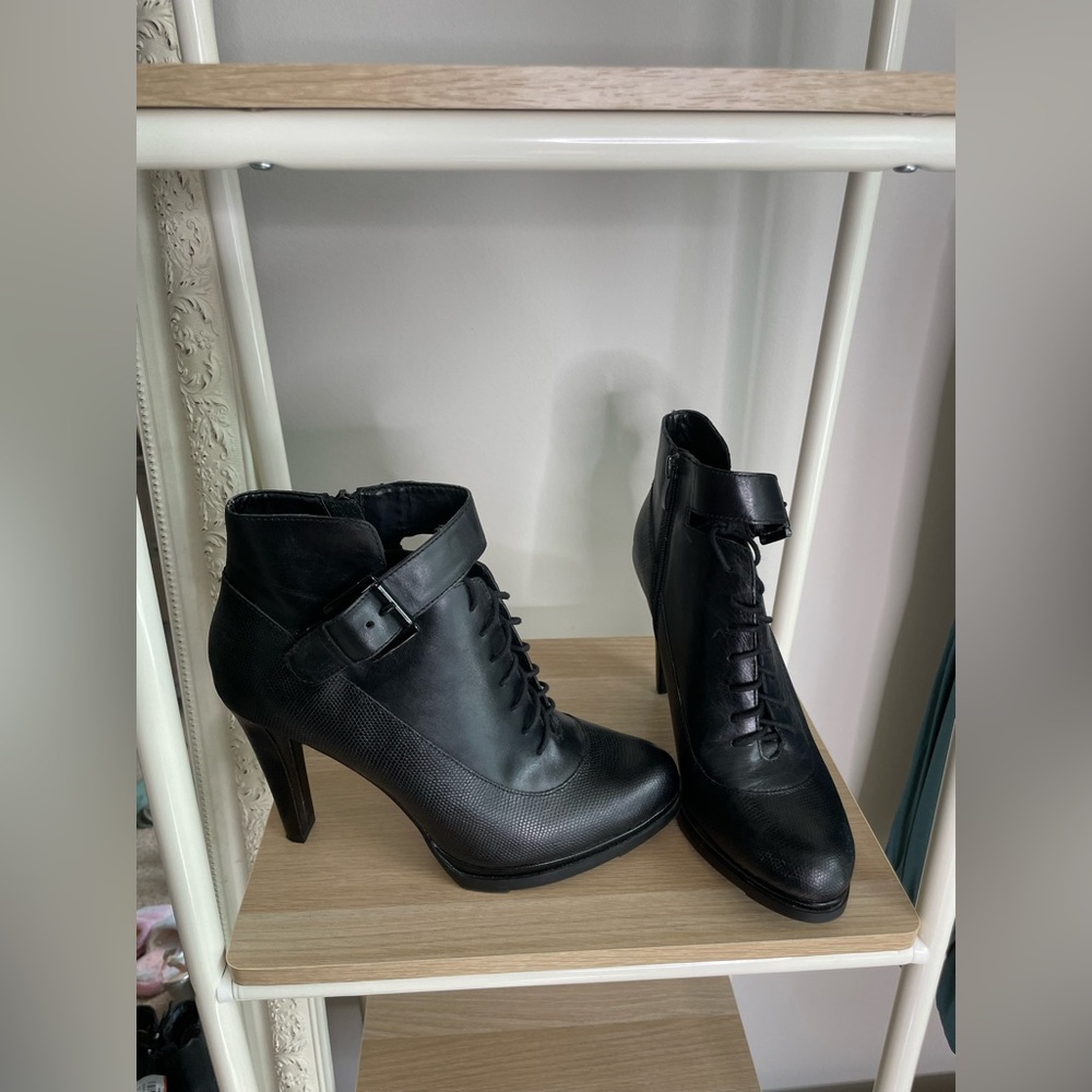 French connection stiletto reptile booties